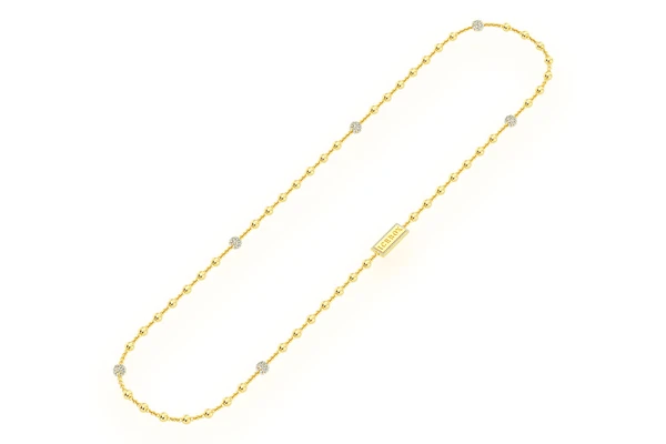 Diamond Bead Rosary Chain 14k Solid Gold 2.75ctw