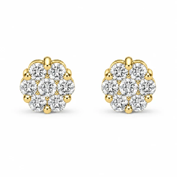 Flower Stud Earrings 14k   0.75ctw