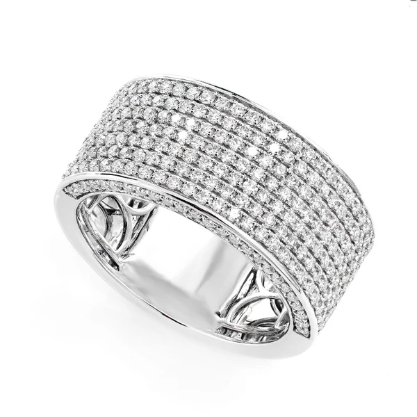 Seven Row Wide Pave Diamond Band Ring 14k Solid Gold 1.20ctw 