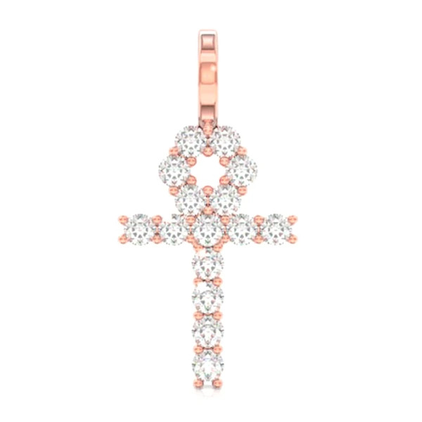 Ankh Diamond Pendant 14k Solid Gold 0.25ctw