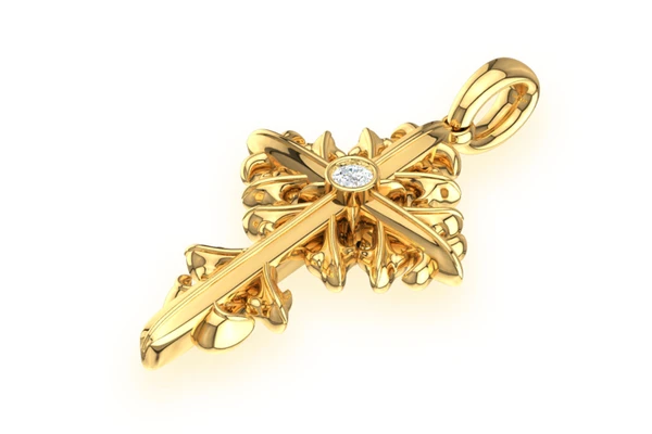 Filigree Cross 14k Solid Gold 0.02ctw