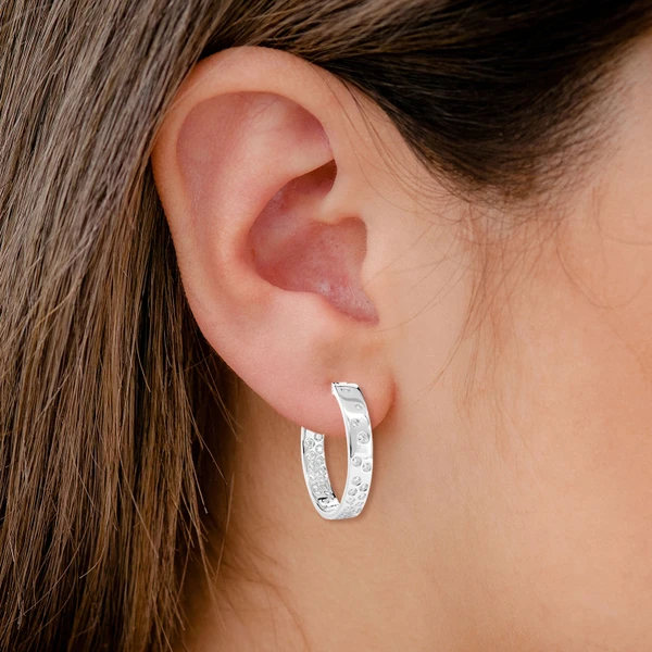 Diamond Gypsy Scattered Hoop Earrings 14k Solid Gold 2.60ctw