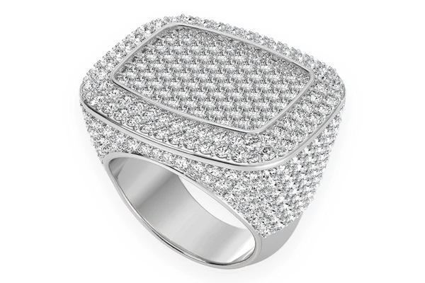 Rectangle Signet Diamond Ring 14k Solid Gold 6.85ctw