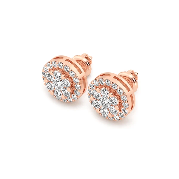 Halo Flower Stud Earrings 14k   1.00ctw