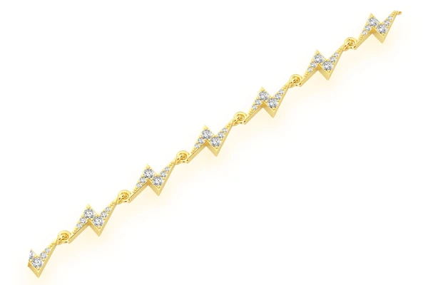 Lightning Bolt Eternity Diamond Bracelet 14k Solid Gold 1.25ctw