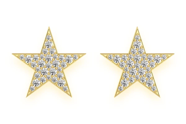 5 Point Star Stud Diamond Earrings 14k Solid Gold 0.40ctw