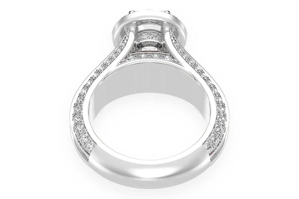 Monst - 1.00ct Round Solitaire - Halo Three Row - Diamond Engagement Ring - All Natural Vs Diamonds