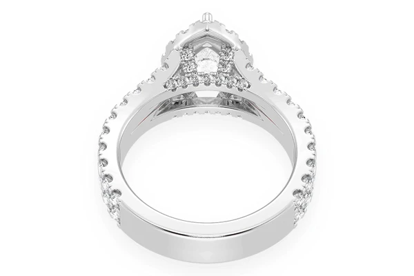 Sphinx - 1.00ct Pear Solitaire - Two Row Split Scallop - Diamond Engagement Ring - All Natural
