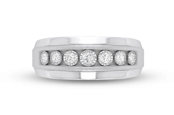 7 Stone Miracle Set Diamond Band 14k Solid Gold 0.33ctw