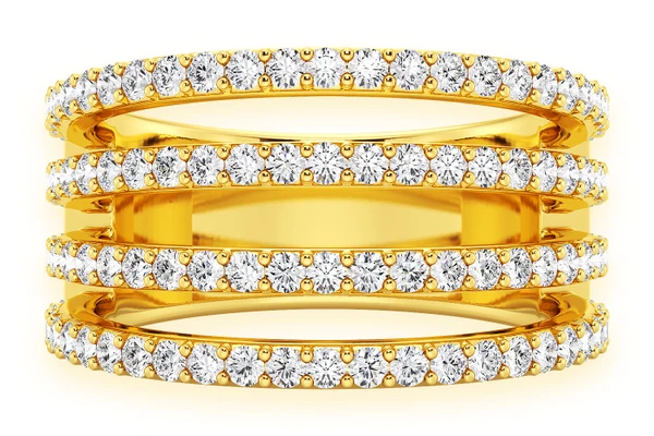 Four Row Split Diamond Ring 14k Solid Gold 1.00ctw