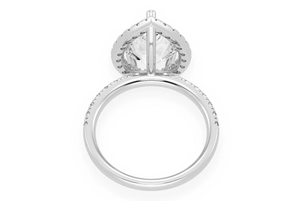Thav - 3.00ct Pear Solitaire - Scallop Halo One Row - Diamond Engagement Ring - All Natural