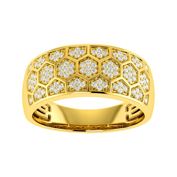 Honeycomb Diamond Band Ring 0.25ctw 14k Solid Gold