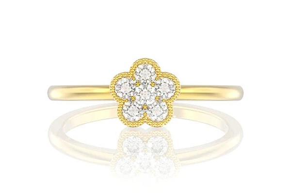 Diamond Milgrain Clover Engagement Ring - All Natural - 0.25ctw