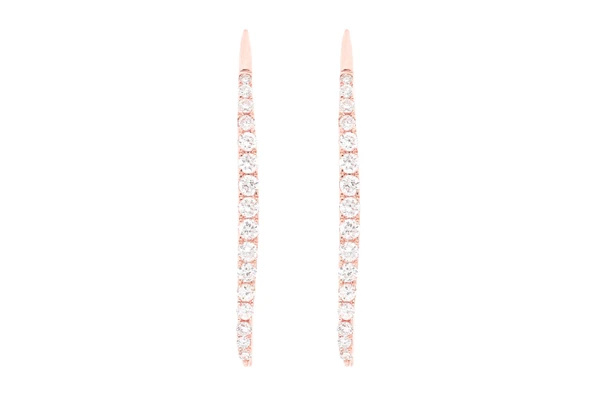 Slip Dangling Hoop Diamond Earrings 14k Solid Gold 0.30ctw