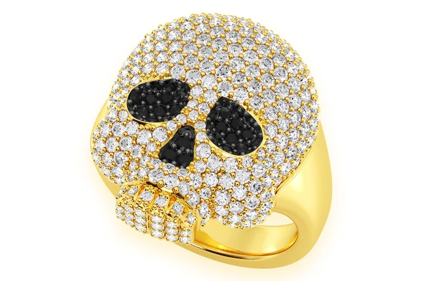 Jawless Skull Diamond Ring 14k Solid Gold 2.00ctw