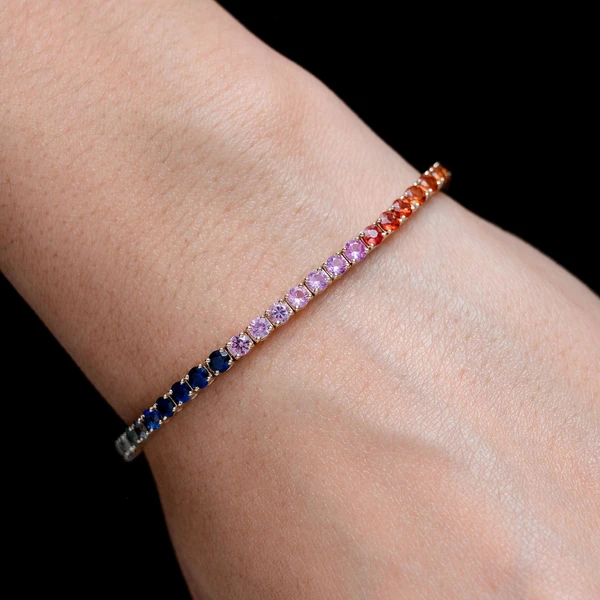 Rainbow Sapphire Bracelet 14k Solid Gold 7.30ctw 