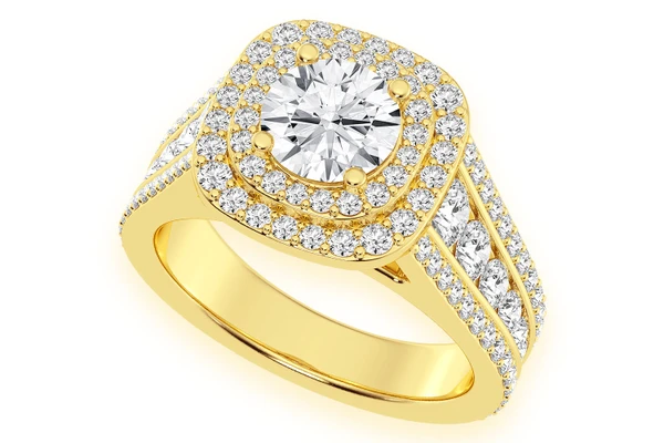 1.00ct Round Solitaire - Double Halo - Diamond Engagement Ring - All Natural