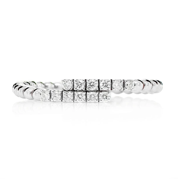 Beaded Bypass Diamond Flex Band Ring 14k Solid Gold 0.15ctw