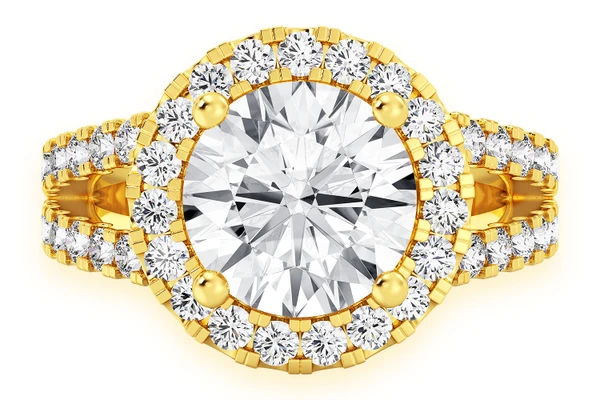 Sphinx - 2.00ct Round Solitaire - Split Shank Halo - Diamond Engagement Ring - All Natural