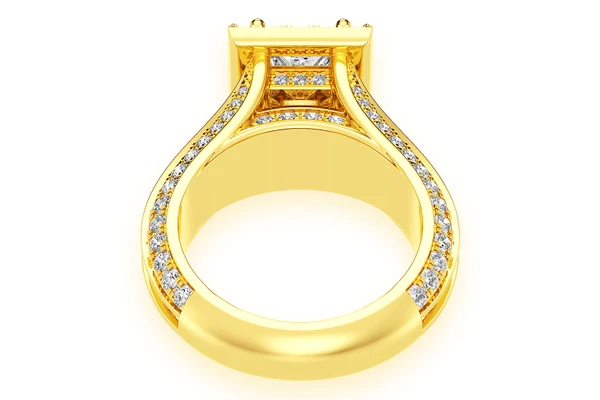 Monst - 1.00ct Princess Solitaire - Halo Three Row - Diamond Ring Engagement Ring - All Natural Vs Diamonds