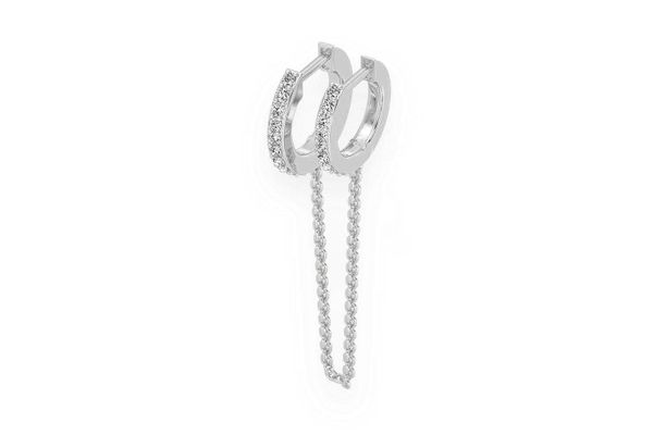 Dangling Double Hoop Diamond Earrings 14k Solid Gold 0.45ctw