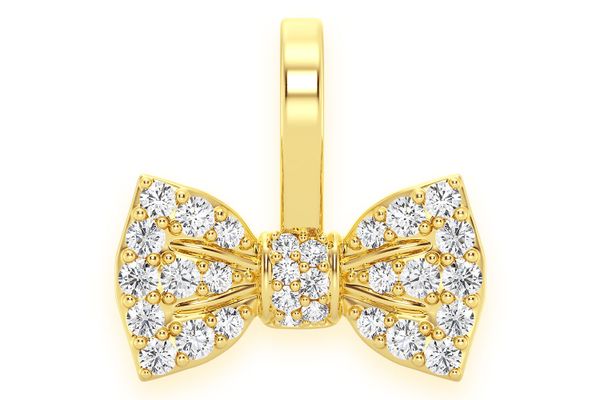 Bowtie Diamond Pendant 14k Solid Gold 0.20ctw