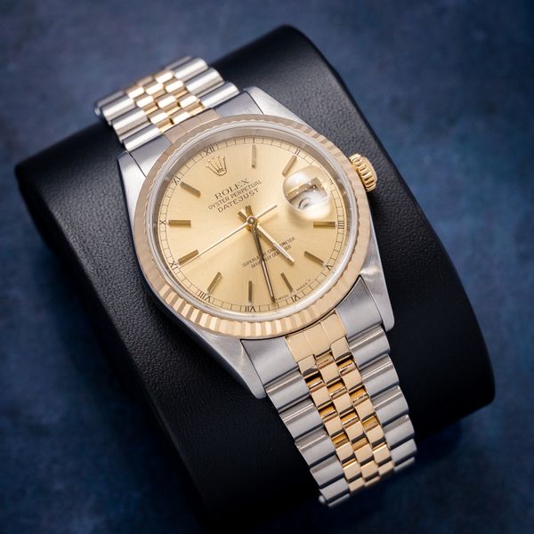 Rolex Datejust (16233) Steel & Yellow Gold - Champagne Index Dial - Jubilee Brac - Watch & Box