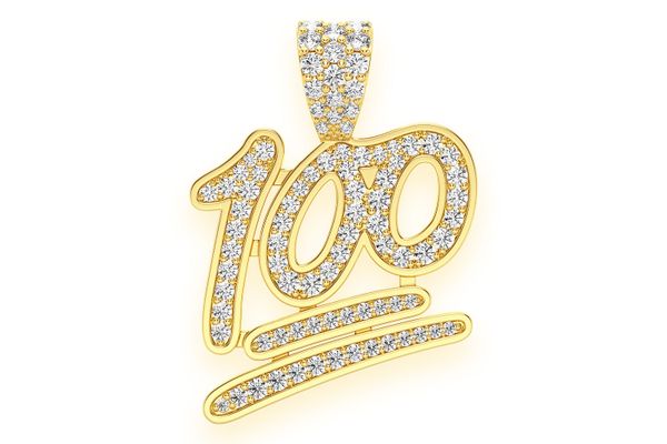 100 Emoji Diamond Pendant 14k Solid Gold 0.75ctw