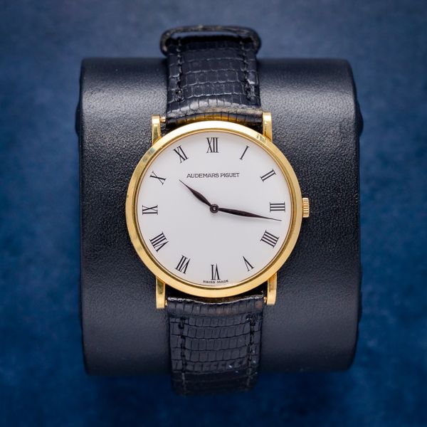 Audemars Piguet Extra Flat (14273BA) Yellow Gold Leather Strap - 31MM Watch - White Roman "Spider Dial" - OG Buckle W/ AM Strap - & Original Tag