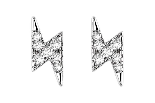 Lightning Bolt Stud Diamond Earrings 14k Solid Gold 0.05ctw