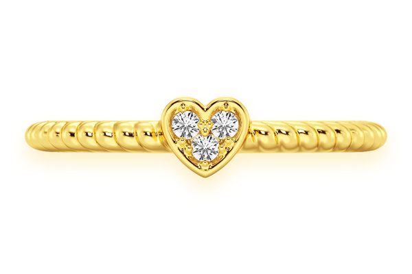 Heart Rope Diamond Ring 14k Solid Gold 0.05ctw