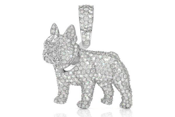 Bulldog Diamond Pendant 14k Solid Gold 2.25ctw