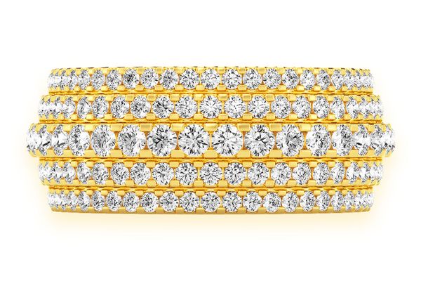 5 Row Round Diamond Band 14k Solid Gold 2.00ctw