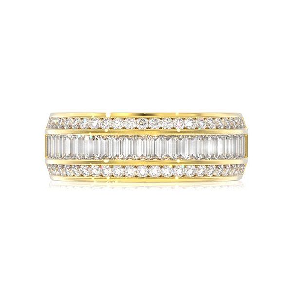 Baguette Round Diamond Straight Ring 14k Solid Gold 1.75ctw