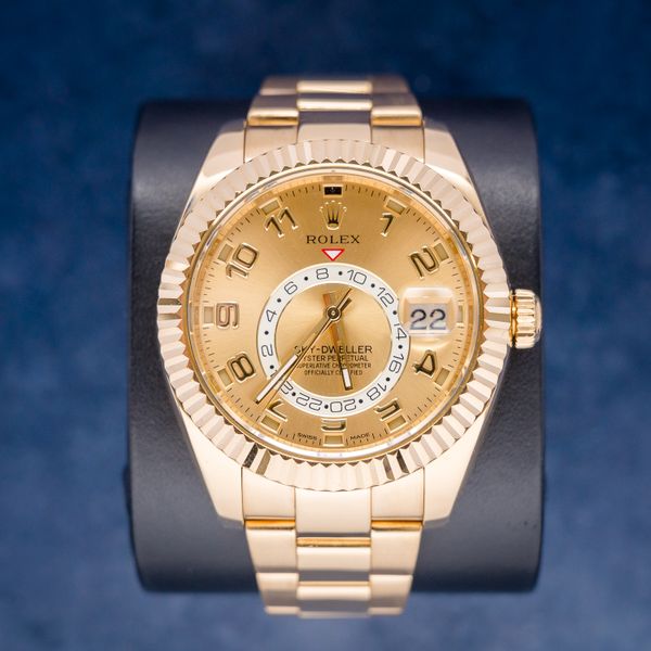 Rolex Sky-Dweller 42MM (326938) Yellow Gold Champagne Dial - 2017 Card (sw405) *