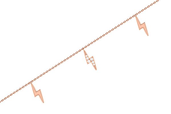 Lightning Bolt Dangle Diamond Bracelet 14k Solid Gold 0.10ctw 