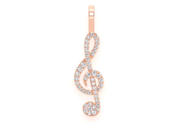 Treble Clef Diamond Pendant 14k Solid Gold .25ctw