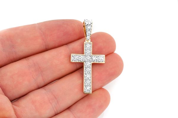 Miracle Set Cross Diamond Pendant 14k Solid Gold 0.25ctw