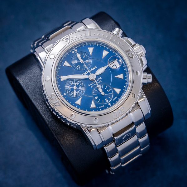 Montblanc 7034 200m Sport Chronograph Blue Dial 41MM Automatic Serial Pl390611 (sw840)