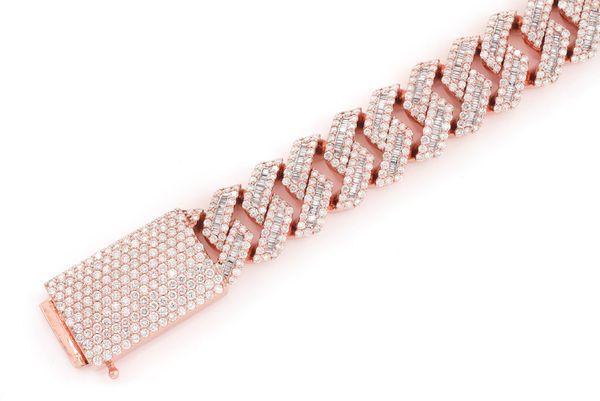 Icebox - 17MM Raised Baguette Cuban Link Bracelet 14k 17.25ctw