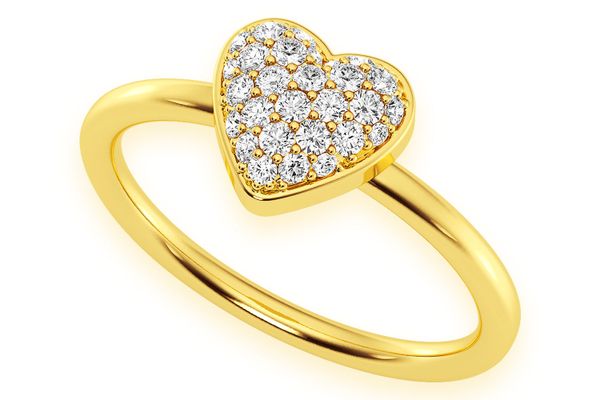 Bubbly Heart Diamond Ring 14k Solid Gold 0.20ctw