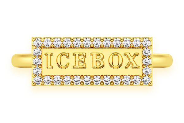 Icebox Logo Diamond Ring 14k Solid Gold 0.15ctw