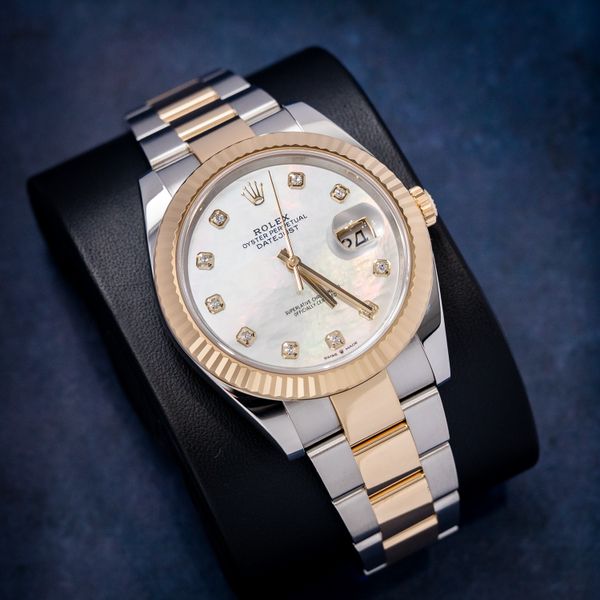 Rolex Datejust 41MM (126333) - Steel & Yellow Gold - White Mop Diamond Dial - Oyster Brac - Watch & 2022 Card & Box (sw1108)