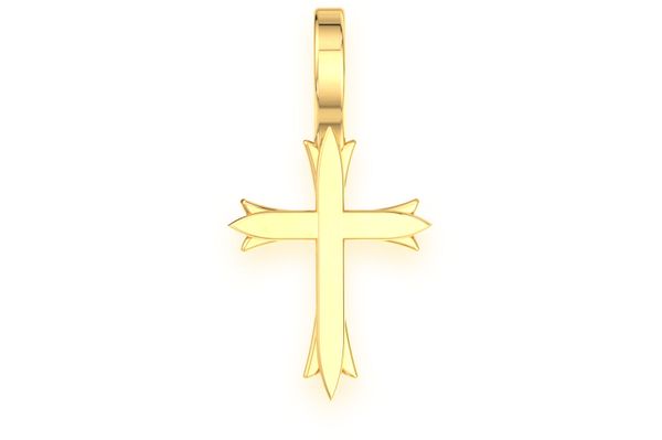 Triple Points Cross 14k Solid Gold