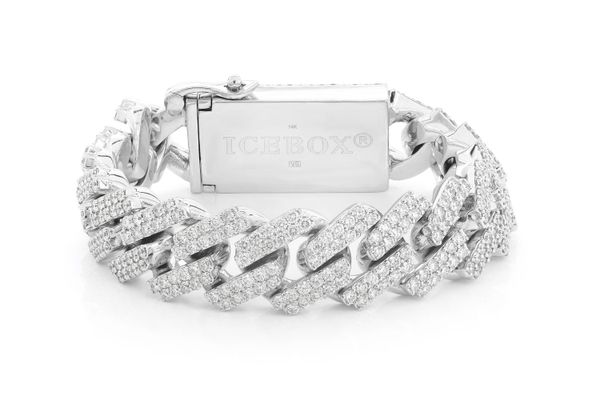 【King Ice】20mm ICED CLASSIC MIAMI CUBAN BRACELET☆(2色)♪ MOISSANITE Real Solid Miami Cuban Link Prong Bracelet Iced