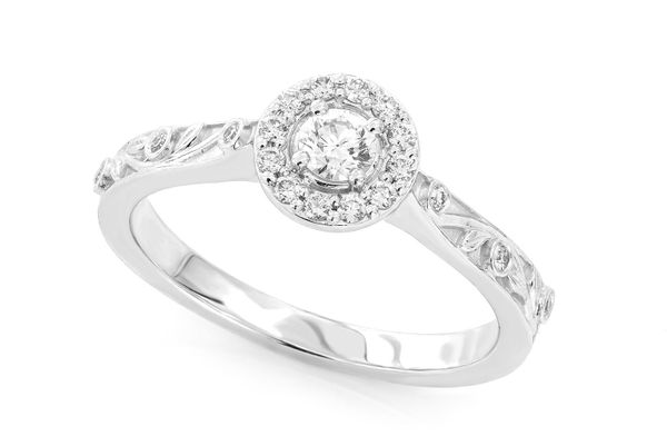 Halo Bezel Diamond Engagement Ring 0.25ctw - All Natural 