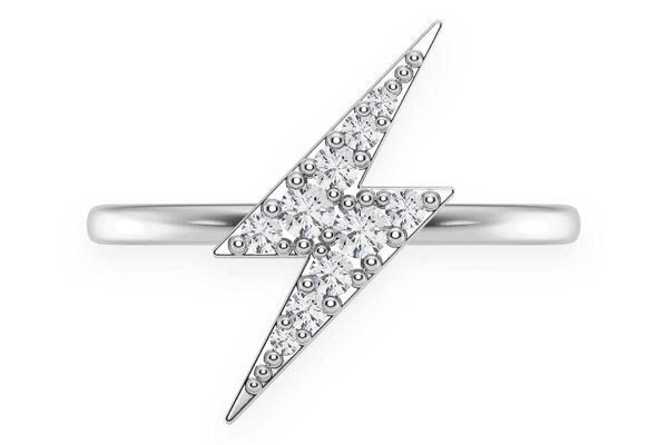 Lightning Bolt Diamond Ring 14k Solid Gold 0.15ctw