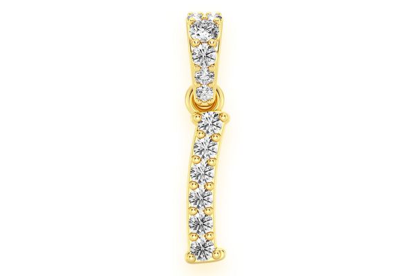 Painter Letter I Diamond Pendant 14k Solid Gold 0.10ctw