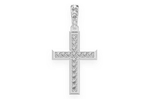 Angled Cross Diamond Pendant 14k Solid Gold 0.33ctw