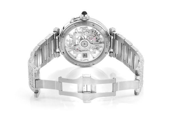 Cartier Pasha De Cartier Skeleton Steel - 25.00ctw Fully Iced Out